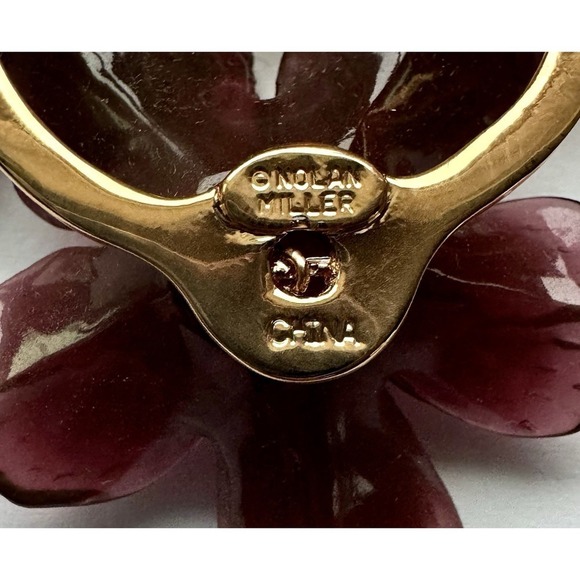 Vintage Nolan Miller Pink Purple Lucite Beaded Flower Trio Brooch Cluster Pin - Picture 2 of 8